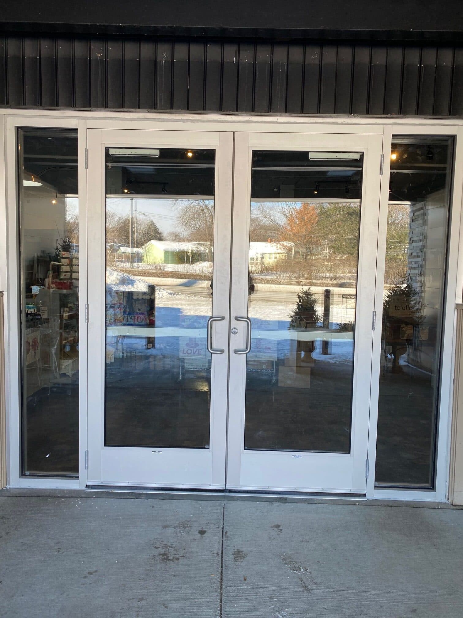 Storefront glass doors